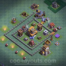 Best Builder Hall Level 4 Anti 3 Stars Base with Link - Copy Design 2021 - BH4 - #27