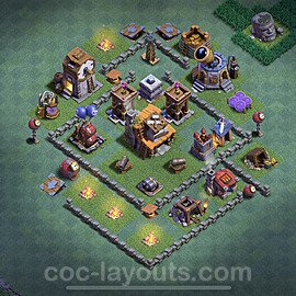 Best Builder Hall Level 4 Anti 2 Stars Base with Link - Copy Design 2021 - BH4 - #33