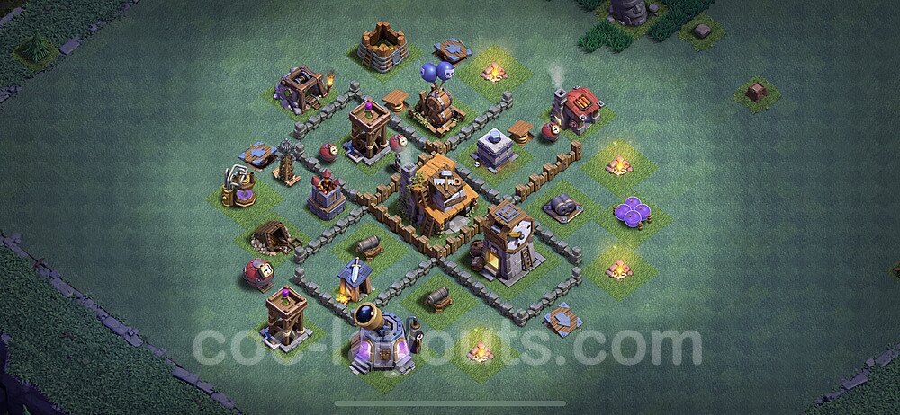 Best Builder Hall Level 4 Anti 3 Stars Base with Link - Copy Design - BH4 - #19