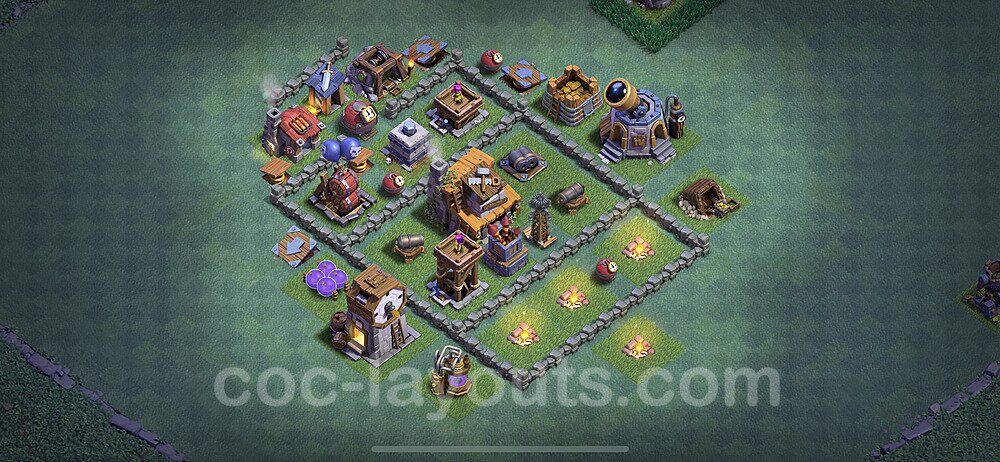 Best Builder Hall Level 4 Anti 2 Stars Base with Link - Copy Design - BH4 - #26