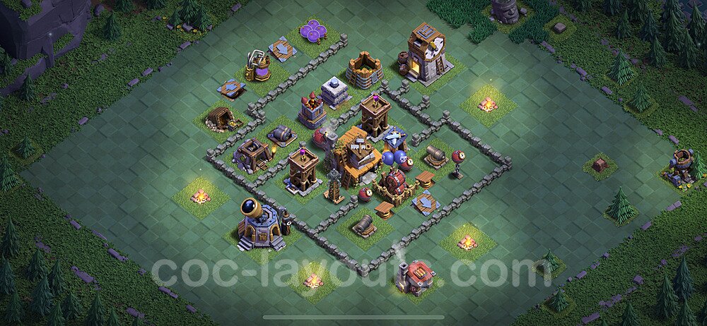 Best Builder Hall Level 4 Anti 3 Stars Base with Link - Copy Design 2021 - BH4 - #35