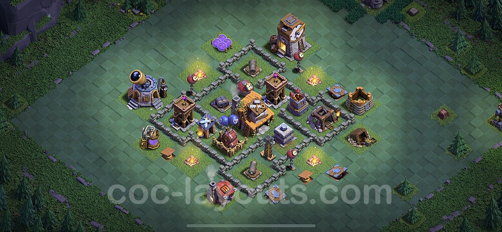 Best Builder Hall Level 4 Anti 2 Stars Base with Link - Copy Design 2023 - BH4 - #43