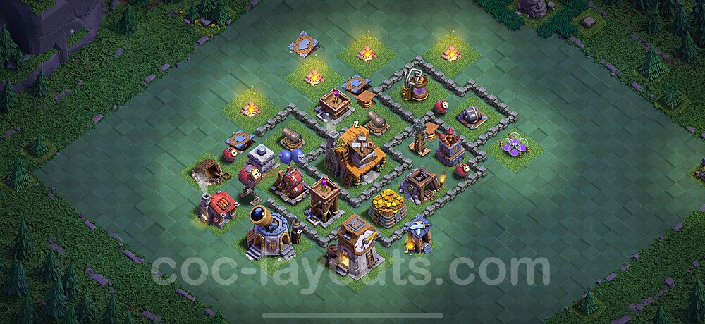 Best Builder Hall Level 4 Anti 2 Stars Base with Link - Copy Design 2025 - BH4 - #49