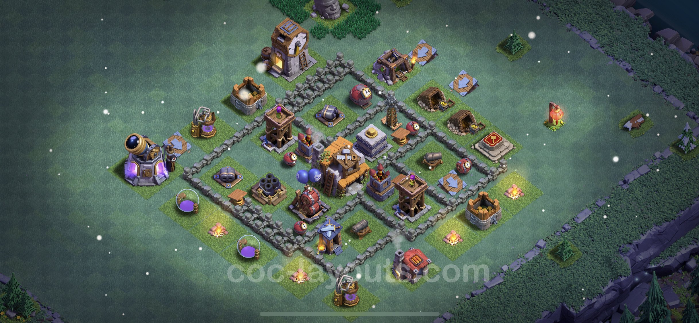 Best Builder Hall Level 5 Anti 3 Stars Base Plan with Link - Clash of Clans...