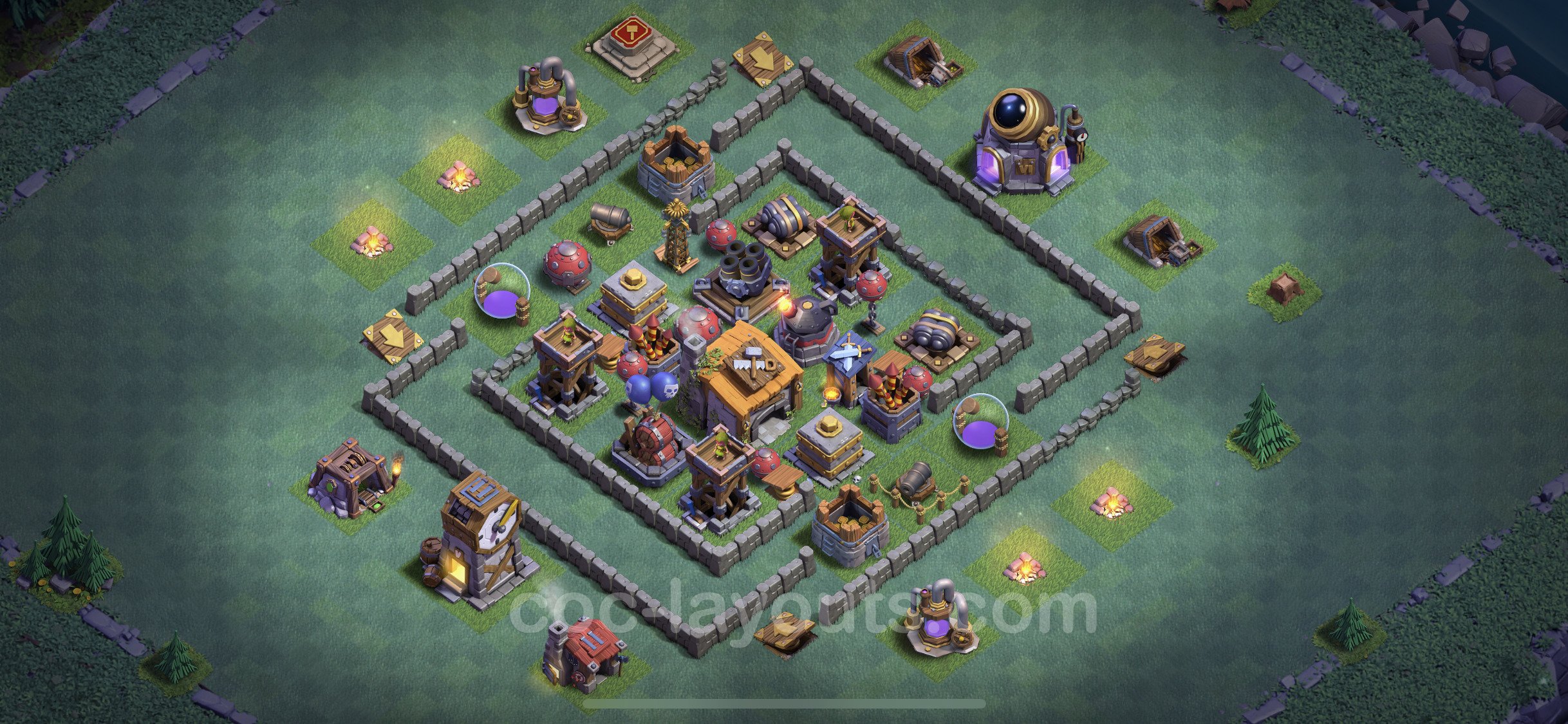 Unbeatable Builder Hall Level 6 Base Plan with Link - Clash of Clans - BH6 ...