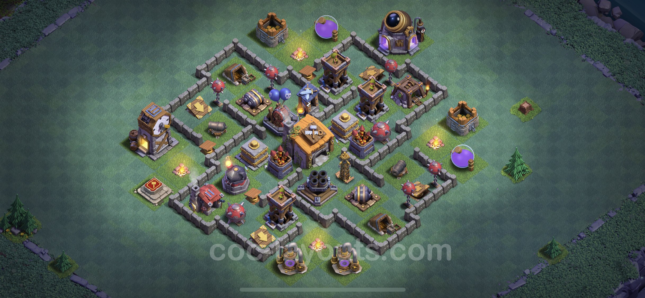Top Builder Hall Level 6 Anti 2 Stars Base Plan with Link - Clash of Clans ...