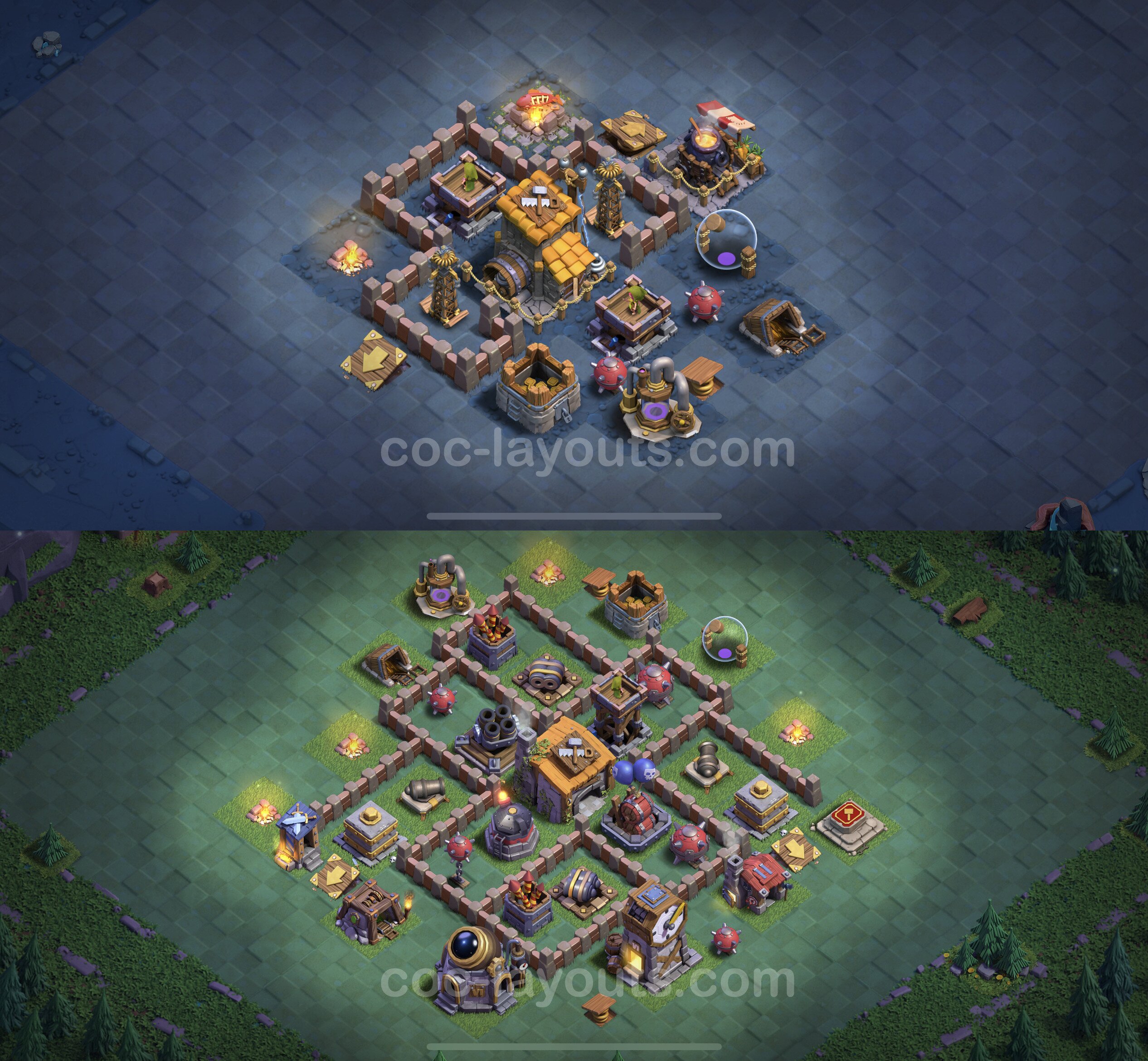Top Builder Hall Level 6 Anti 3 Stars Base with Link - Clash of
