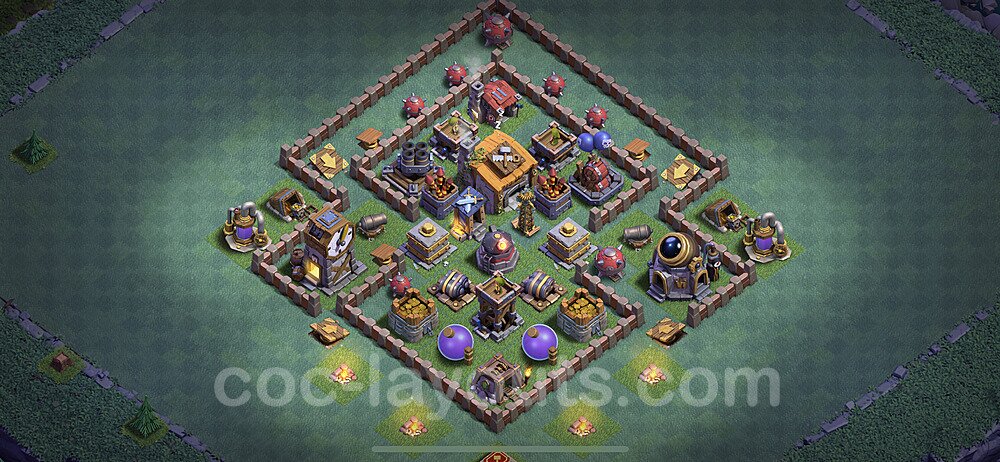 Best Builder Hall Level 6 Anti 2 Stars Base with Link - Copy Design 2021 - BH6 - #30