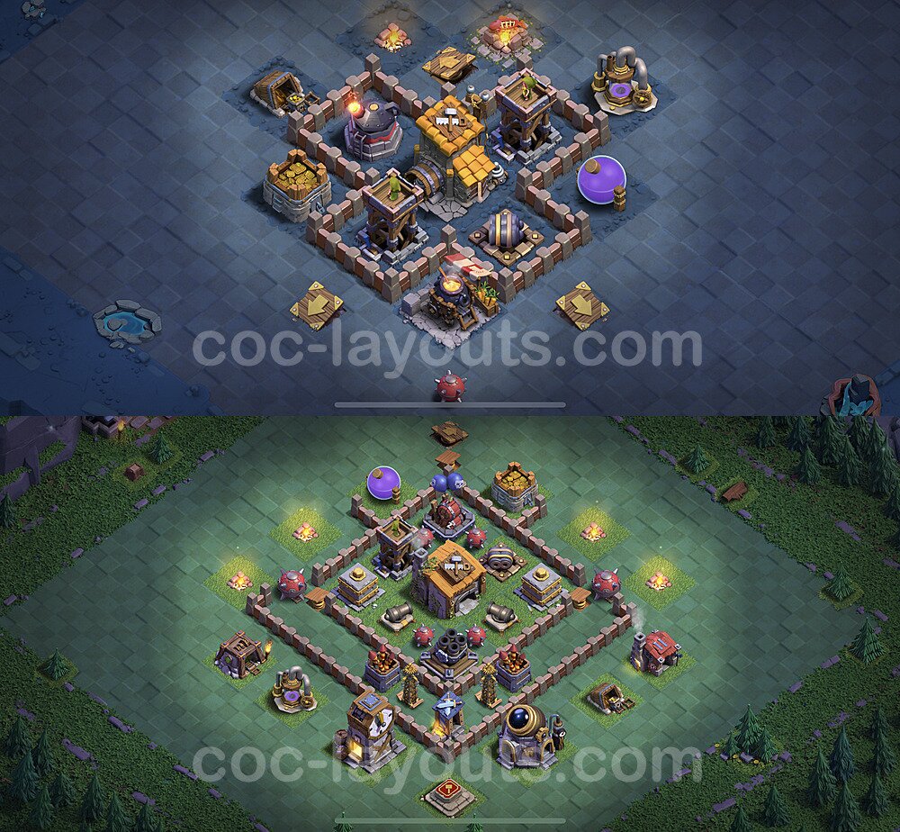 Best Builder Hall Level 6 Anti 2 Stars Base with Link - Copy Design 2022 - BH6 - #37