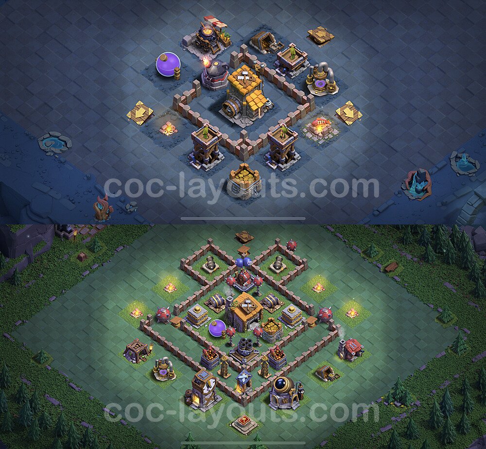 Best Builder Hall Level 6 Anti 3 Stars Base with Link - Copy Design 2022 - BH6 - #39