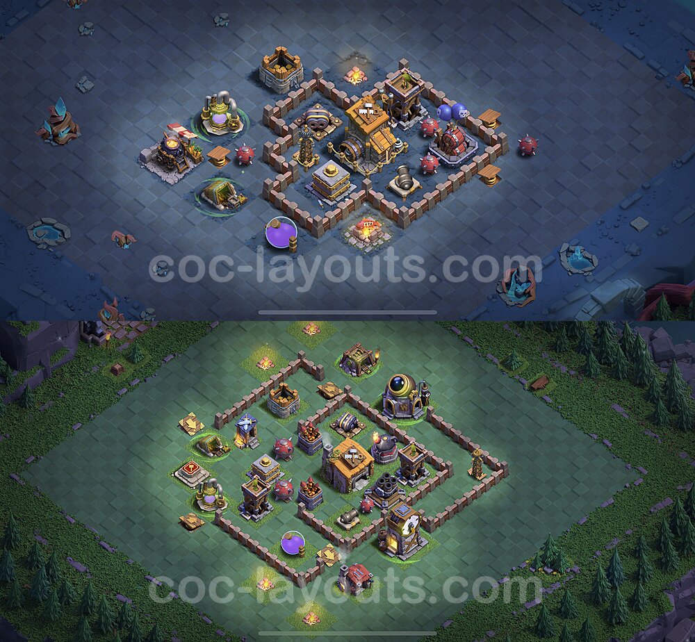 Best Builder Hall Level 6 Anti 3 Stars Base with Link - Copy Design 2022 - BH6 - #40