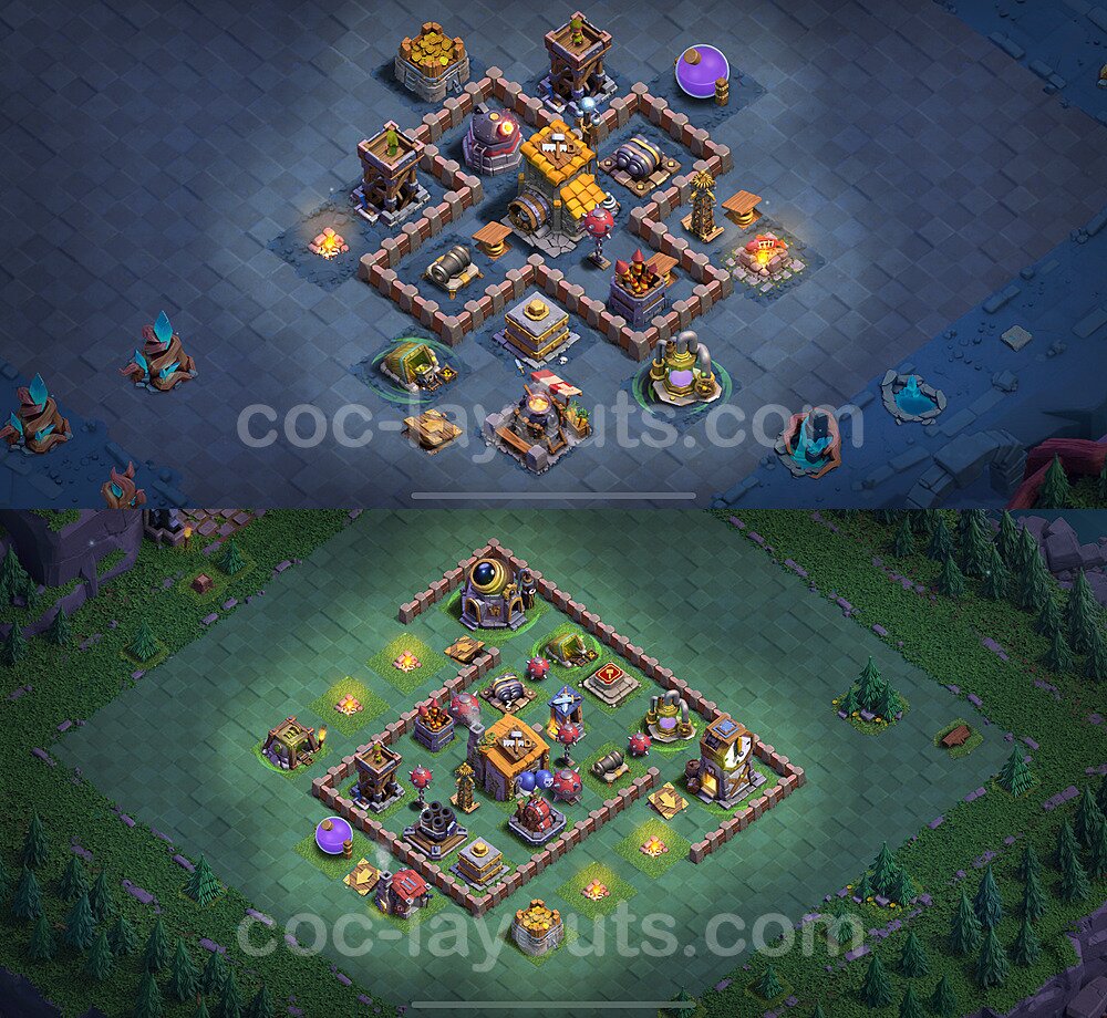 Best Builder Hall Level 6 Anti 3 Stars Base with Link - Copy Design 2025 - BH6 - #43