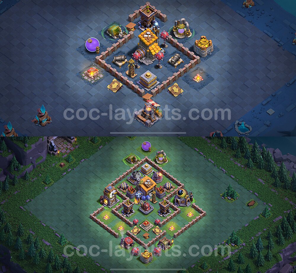 Die Anti 2 Sterne Layout Meisterhütte Level 6 + Link - BH6 / MH6 Nachtdorf - COC Clash of Clans 2025 - #44