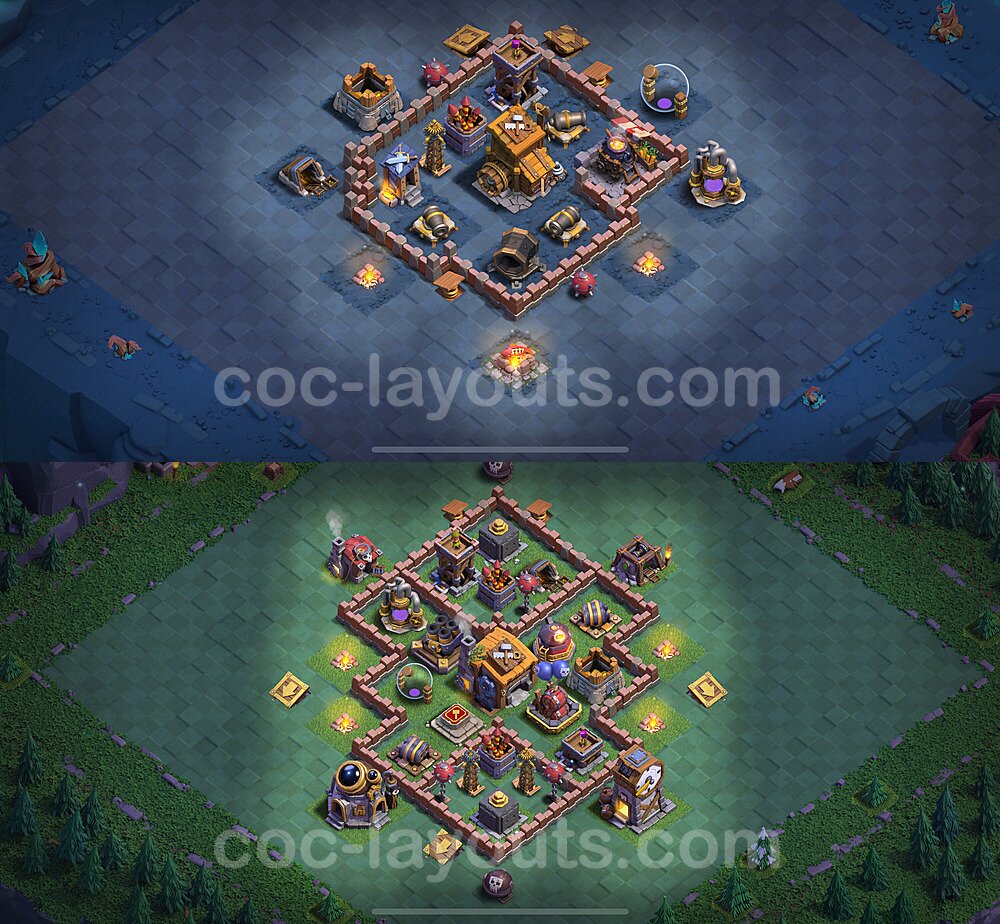 Best Builder Hall Level 7 Anti 3 Stars Base with Link - Copy Design 2024 - BH7 - #56