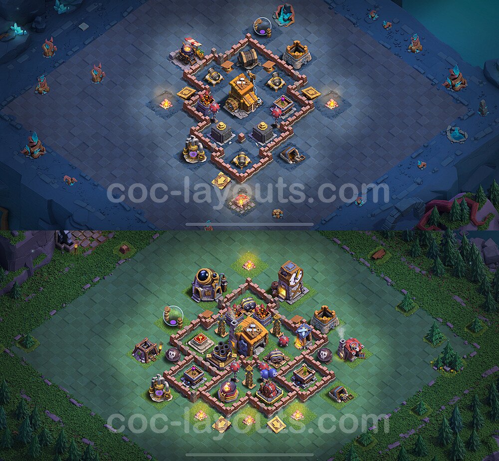 Diseño de aldea 2024 Anti 2 Estrellas para Taller del Constructor nivel 7 Copiar - COC Base + Enlace - #65