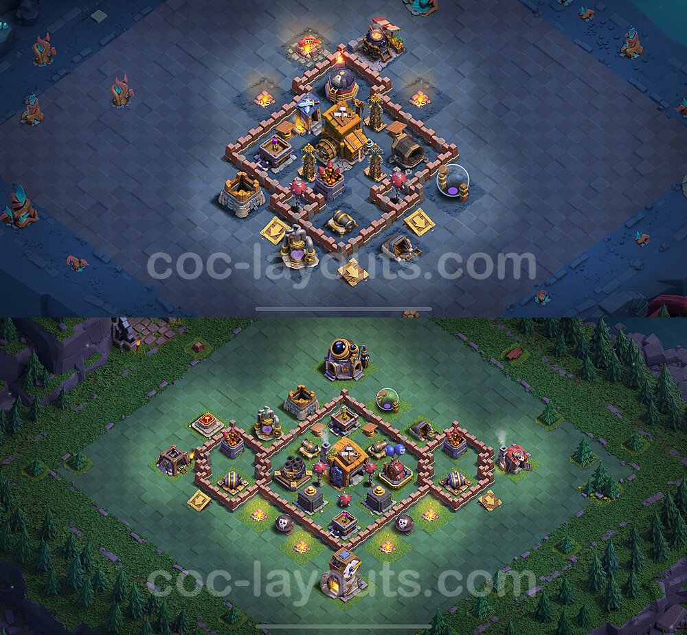 Diseño de aldea 2024 Anti Todo para Taller del Constructor nivel 7 Copiar - COC Base + Enlace - #67