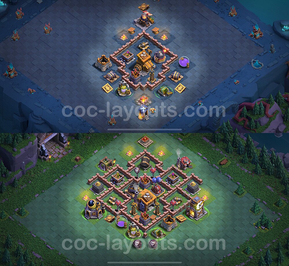 Best Builder Hall Level 7 Anti 3 Stars Base with Link - Copy Design 2025 - BH7 - #69