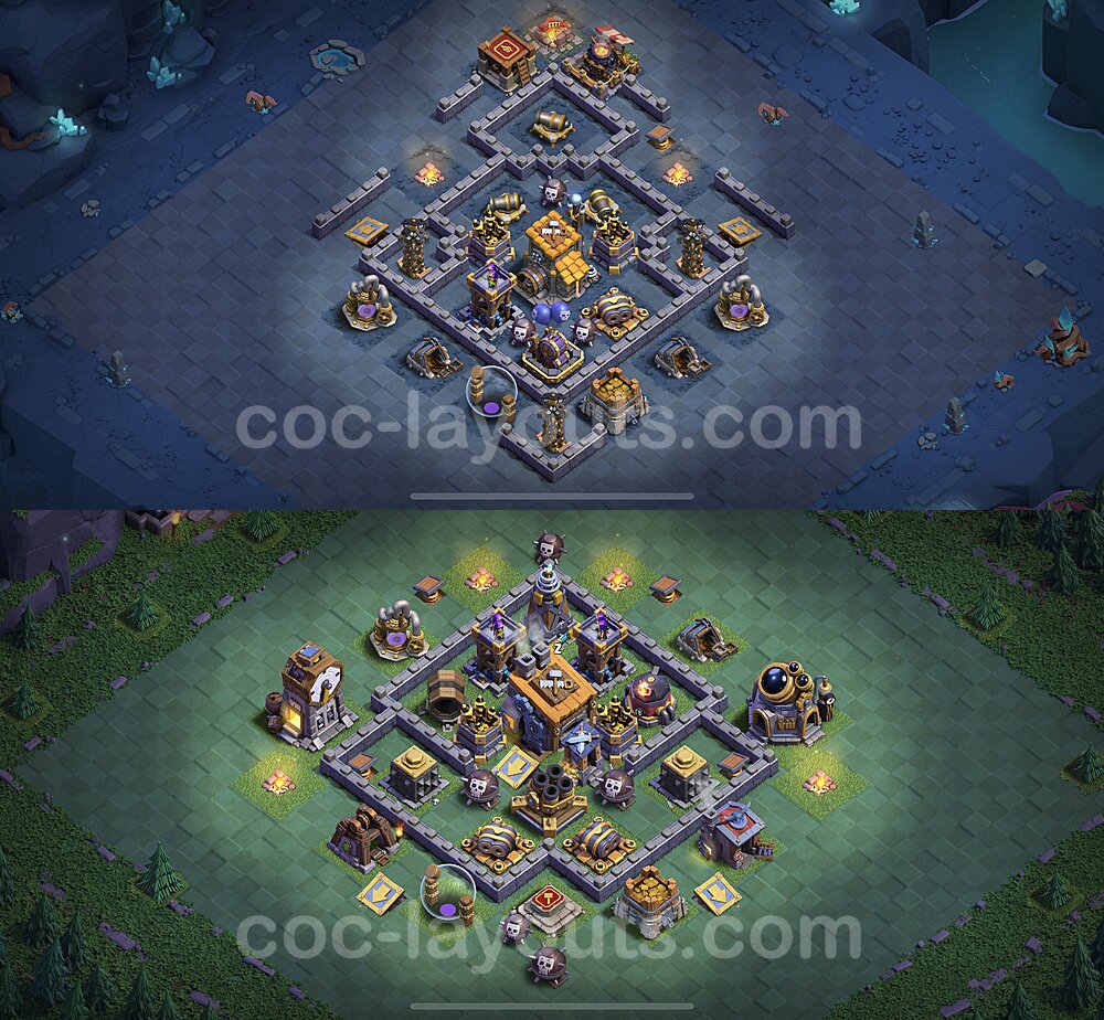 Best Builder Hall Level 8 Anti 3 Stars Base with Link - Copy Design - BH8 - #20