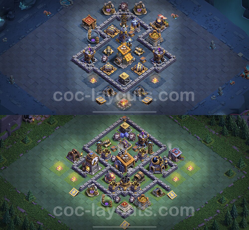 Best Builder Hall Level 8 Anti 2 Stars Base with Link - Copy Design 2021 - BH8 - #22