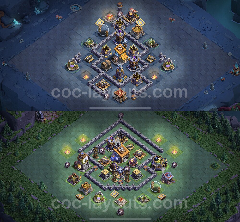 Best Builder Hall Level 8 Anti 3 Stars Base with Link - Copy Design 2021 - BH8 - #23