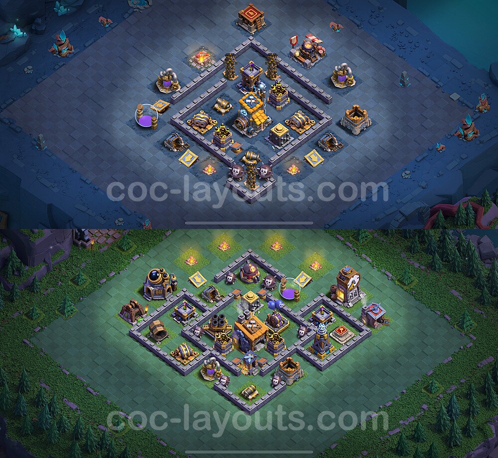 Best Builder Hall Level 8 Anti 2 Stars Base with Link - Copy Design 2025 - BH8 - #30