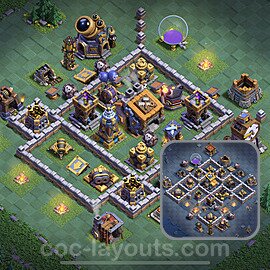Diseño de aldea con Taller del Constructor nivel 9 Copiar - Perfecta COC Clash of Clans 2022 Base + Enlace - (#48)