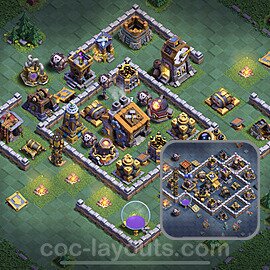 Diseño de aldea con Taller del Constructor nivel 9 Copiar - Perfecta COC Clash of Clans 2022 Base + Enlace - (#49)