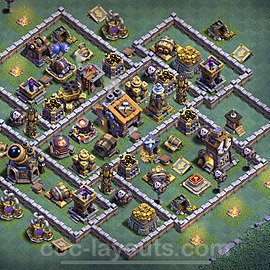 Best Builder Hall Level 9 Anti 2 Stars Base with Link - Copy Design - BH9 - #9