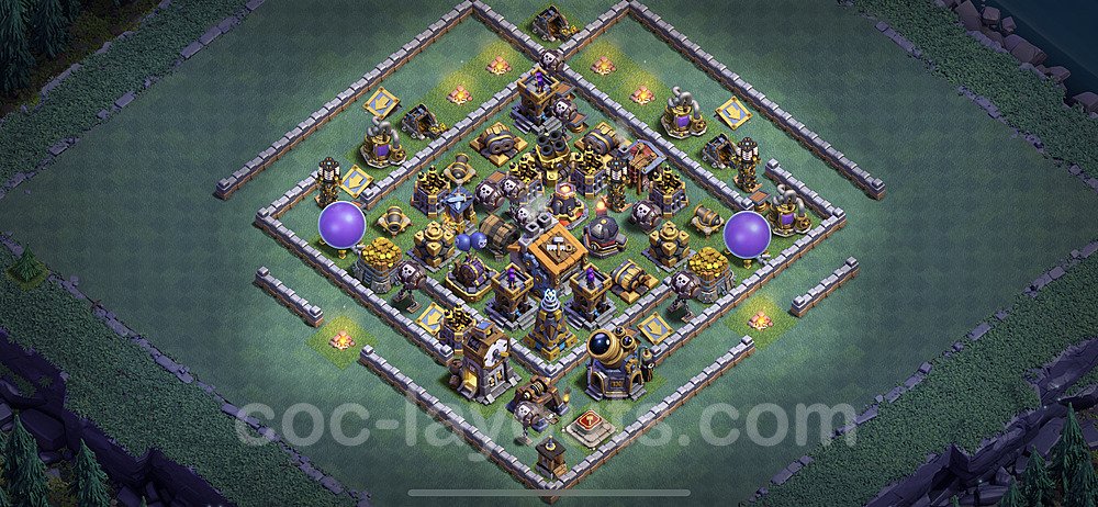 Best Builder Hall Level 9 Anti 2 Stars Base with Link - Copy Design - BH9 - #14