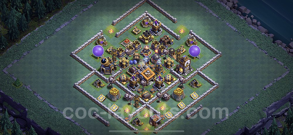 Best Builder Hall Level 9 Anti 2 Stars Base with Link - Copy Design - BH9 - #15