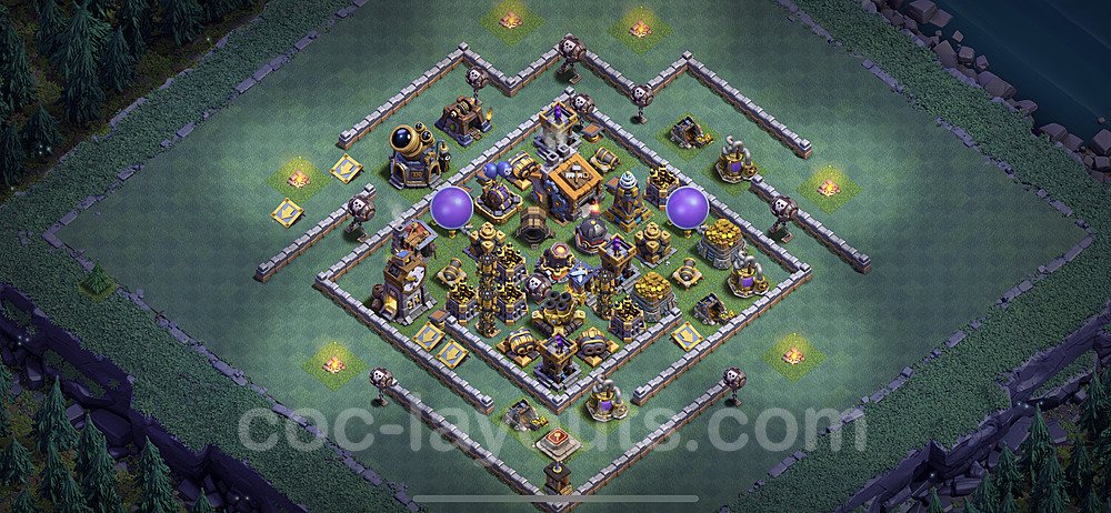 Best Builder Hall Level 9 Anti 3 Stars Base with Link - Copy Design - BH9 - #18