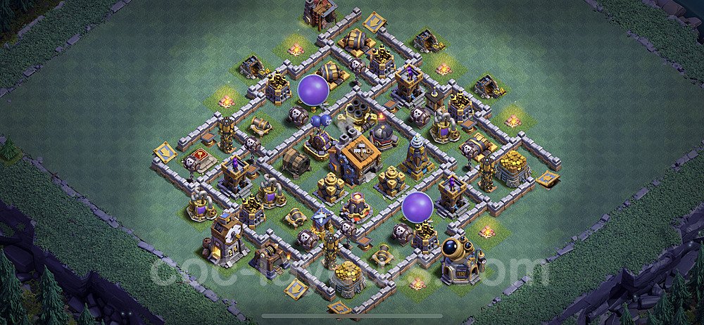 Best Builder Hall Level 9 Anti 2 Stars Base with Link - Copy Design - BH9 - #23