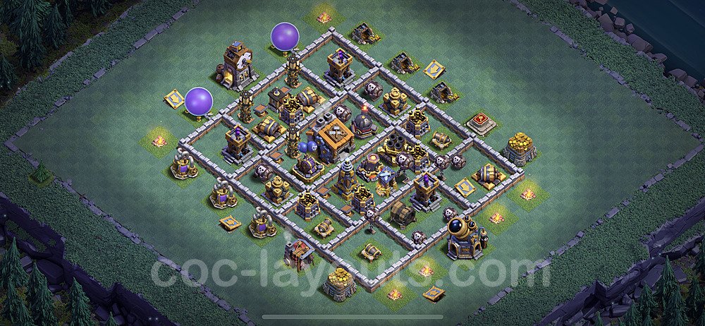 Best Builder Hall Level 9 Anti 3 Stars Base with Link - Copy Design - BH9 - #30