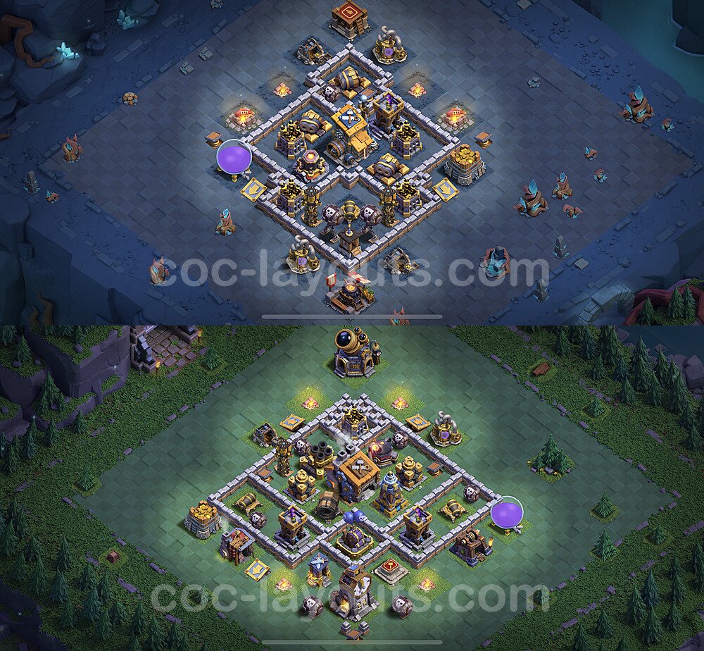 Best Builder Hall Level 9 Anti 2 Stars Base with Link - Copy Design 2023 - BH9 - #43