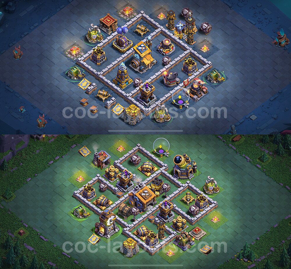 Best Builder Hall Level 9 Anti 2 Stars Base with Link - Copy Design 2022 - BH9 - #46