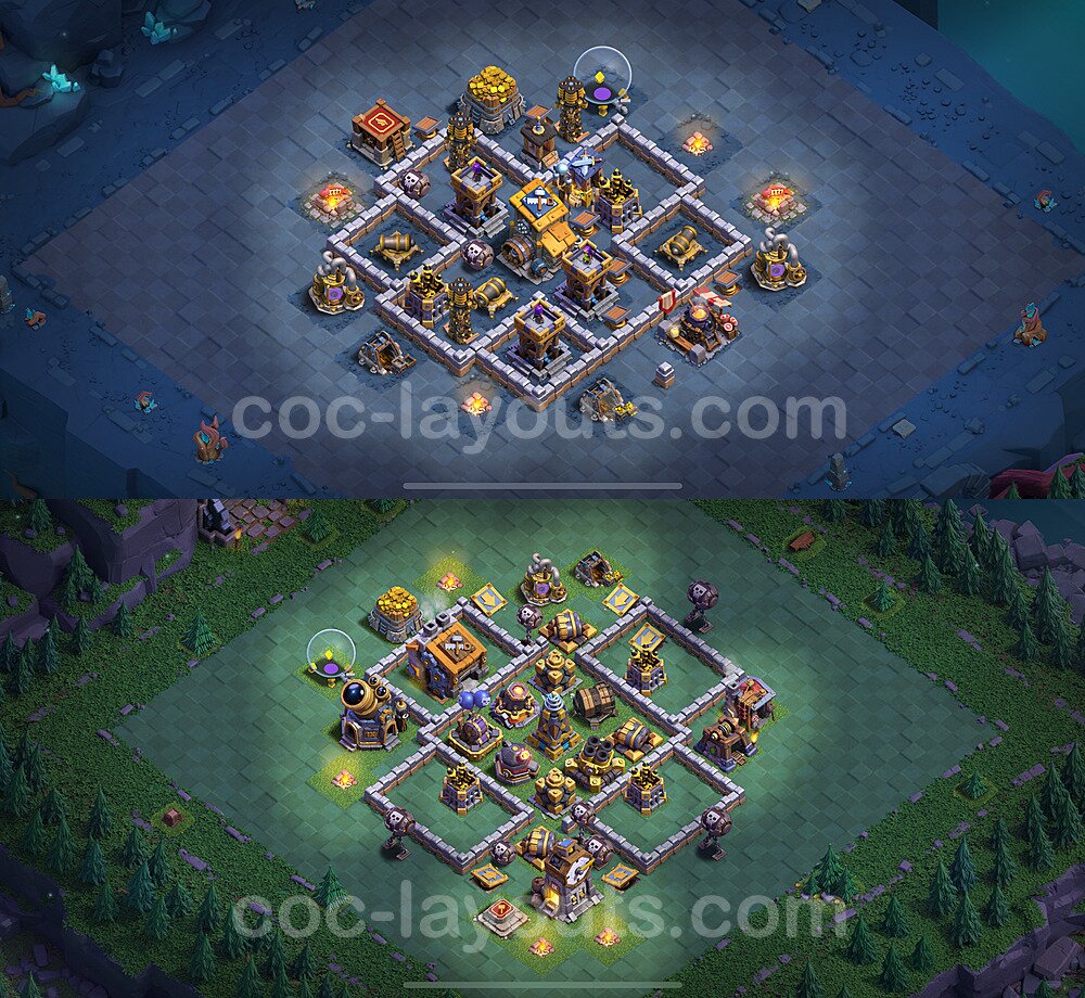 Best Builder Hall Level 9 Anti 3 Stars Base with Link - Copy Design 2025 - BH9 - #55
