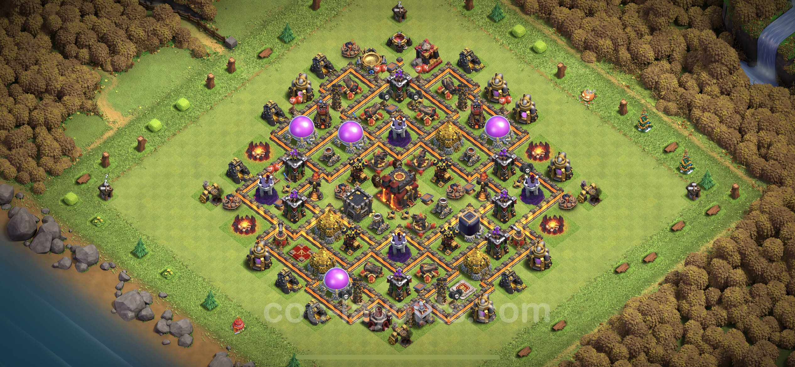 Best Anti 3 Stars Base TH10 With Link Hybrid Town Hall Level 10 Base 