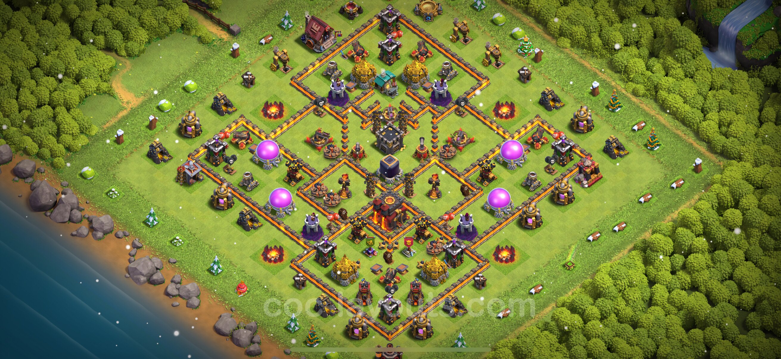 Trophy Defense Base TH10 With Link Legend League Hybrid Clash Of 