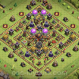 Diseño de aldea al Maximo Ayuntamiento 10 Copiar, Anti 3 Estrellas, Híbrido - Full COC TH10 Perfecta Distribucion 2023 para Defensa + Enlace - #150