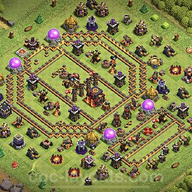 TH10 Trophy Base Plan with Link, Anti Air / Dragon, Copy Town Hall 10 Base Design 2023, #154