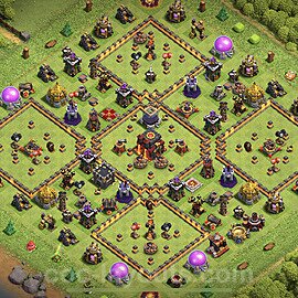 TH10 Anti 2 Stars Base Plan with Link, Legend League, Copy Town Hall 10 Base Design, #166