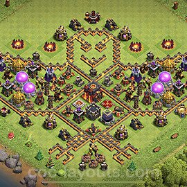 TH10 Trophy Base Plan with Link, Copy Town Hall 10 Base Design 2021, #169