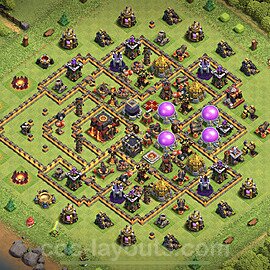 Anti GoWiWi / GoWiPe TH10 Base Plan with Link, Hybrid, Copy Town Hall 10 Design, #174