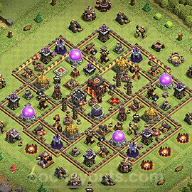 Diseño de aldea Anti 3 Estrellas Ayuntamiento 10 Copiar, Híbrido - COC TH10 Perfecta Distribucion 2023 + Enlace - #175