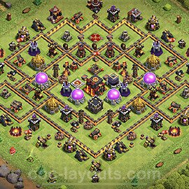 TH10 Trophy Base Plan with Link, Hybrid, Copy Town Hall 10 Base Design 2022, #179