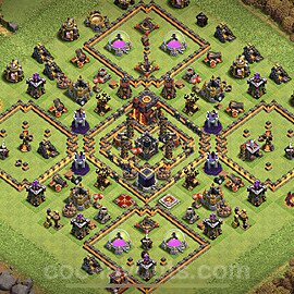 Diseño de aldea Anti 2 Estrellas Ayuntamiento 10 Copiar, Híbrido - COC TH10 Perfecta Distribucion + Enlace - #202