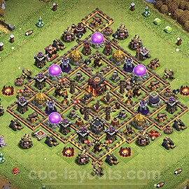 TH10 Trophy Base Plan with Link, Anti 3 Stars, Hybrid, Copy Town Hall 10 Base Design, #216