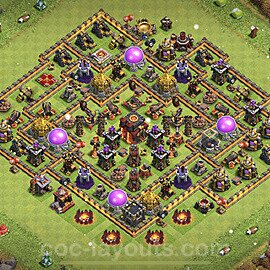 TH10 Trophy Base Plan with Link, Anti 3 Stars, Hybrid, Copy Town Hall 10 Base Design 2023, #222