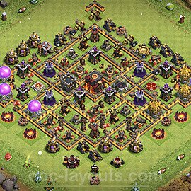 TH10 Anti 2 Stars Base Plan with Link, Copy Town Hall 10 Base Design 2023, #225