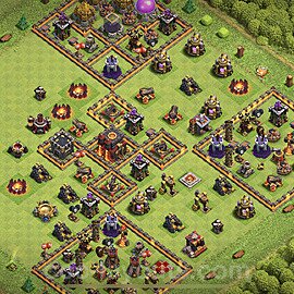 Anti Everything TH10 Base Plan with Link, Hybrid, Copy Town Hall 10 Design 2023, #228